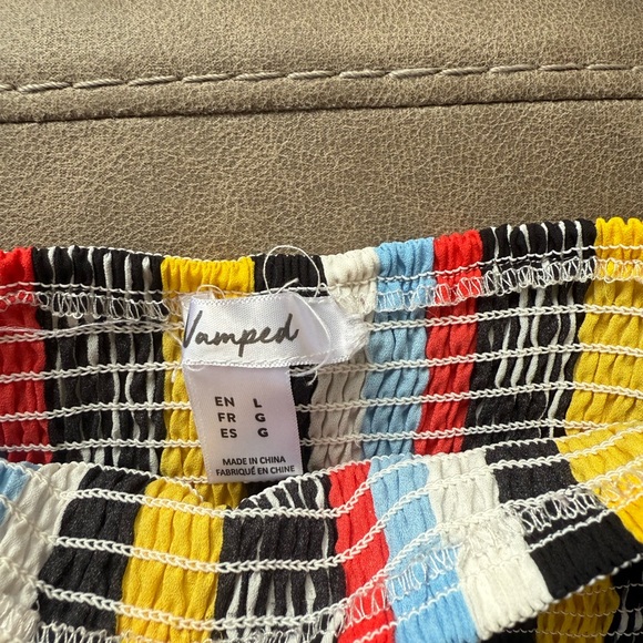 Revamped Size Large Colorful Striped Off-Shoulder Crop Top - Picture 4 of 8